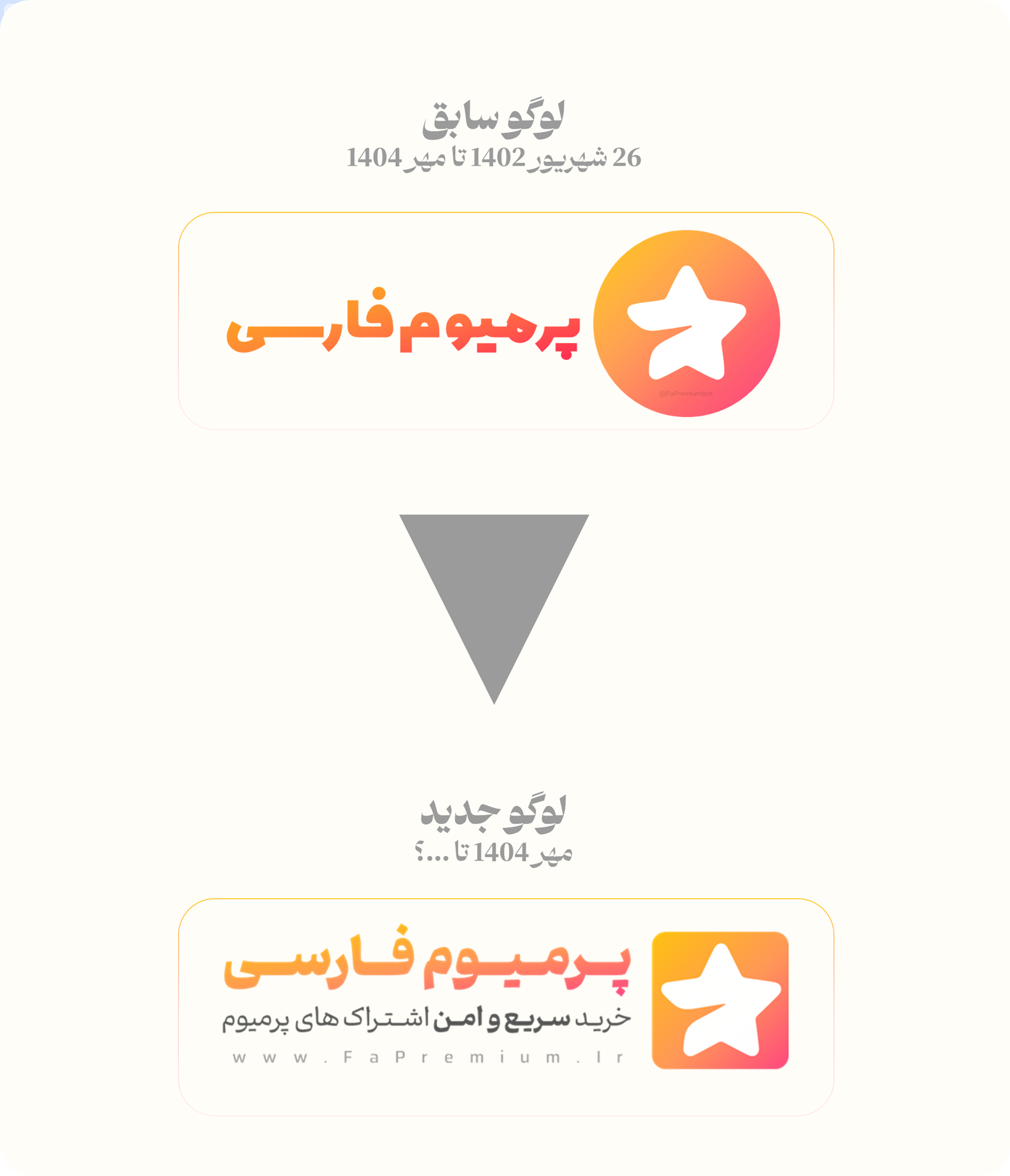 روند تغییر لوگو قدیمی به جدید پرمیوم فارسی
