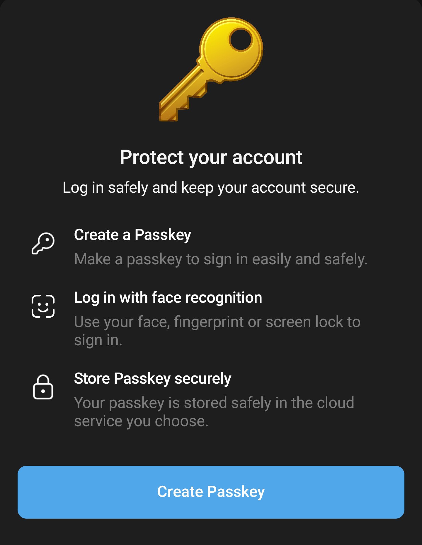 قابلیت Passkey در تلگرام برای ورود امن بدون کد تأیید